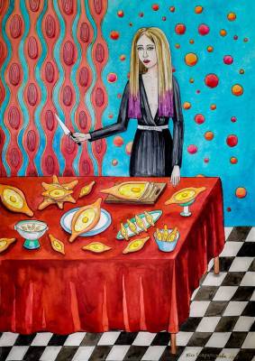 Юля Шафаростова накрывает праздничный стол. Из серии “Невероятные приключения Юли Шафаростовой”, 2022