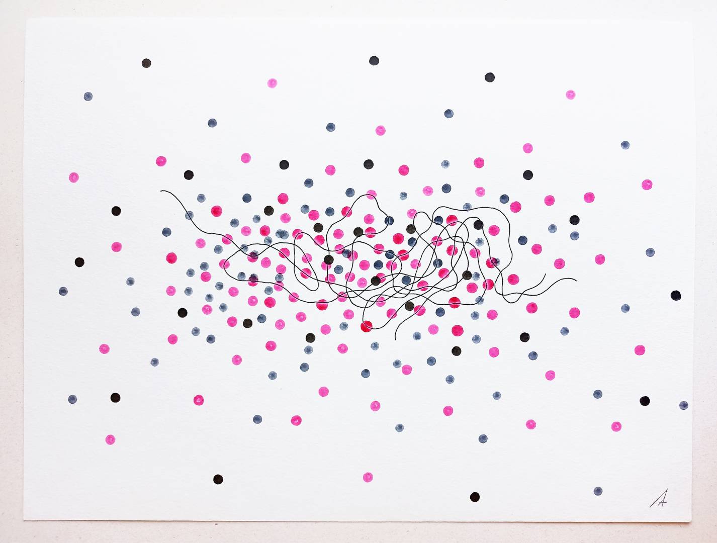 Pink & black dots 003, 2020